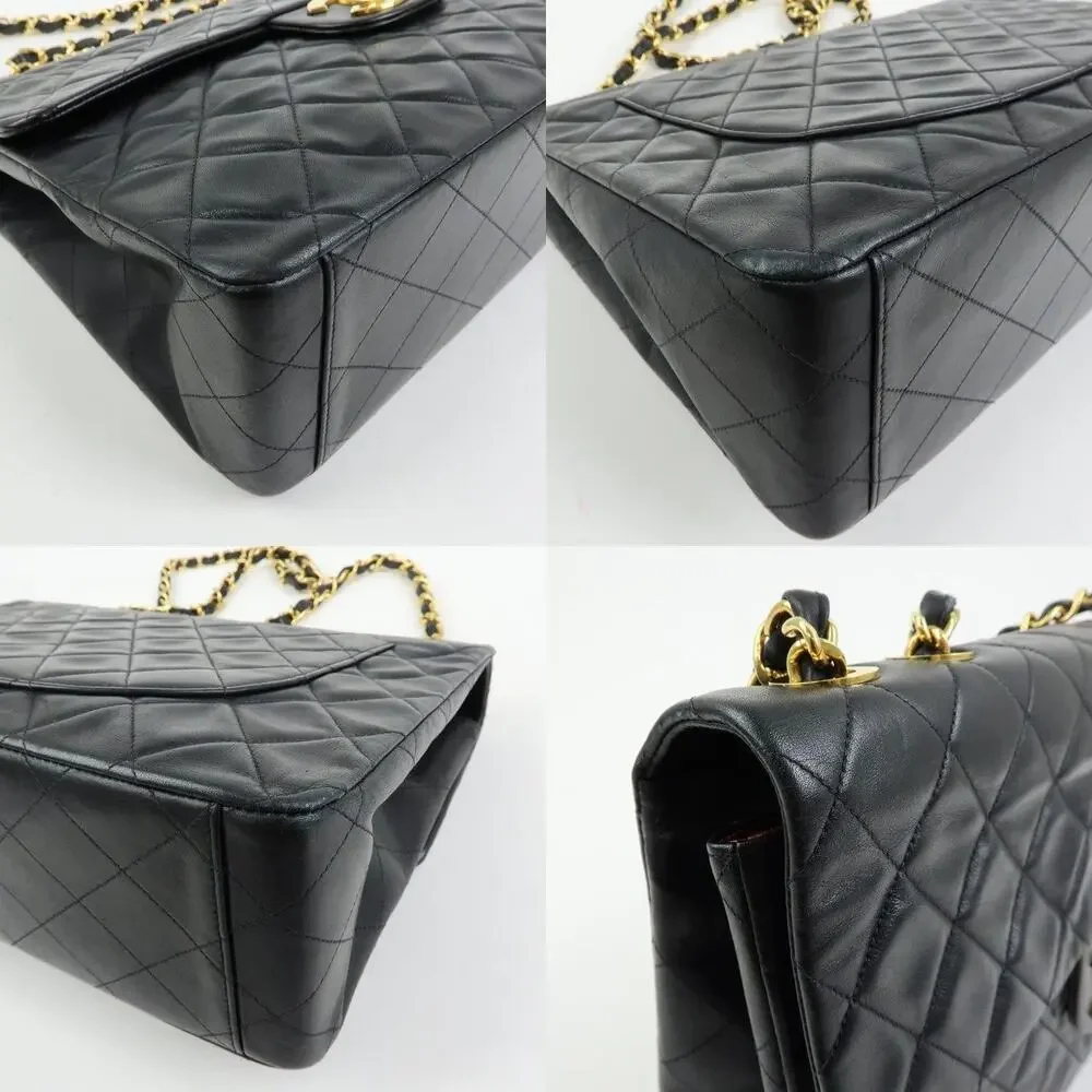 Chanel Matelasse Lambskin Jumbo 34 Flap Bag Black
